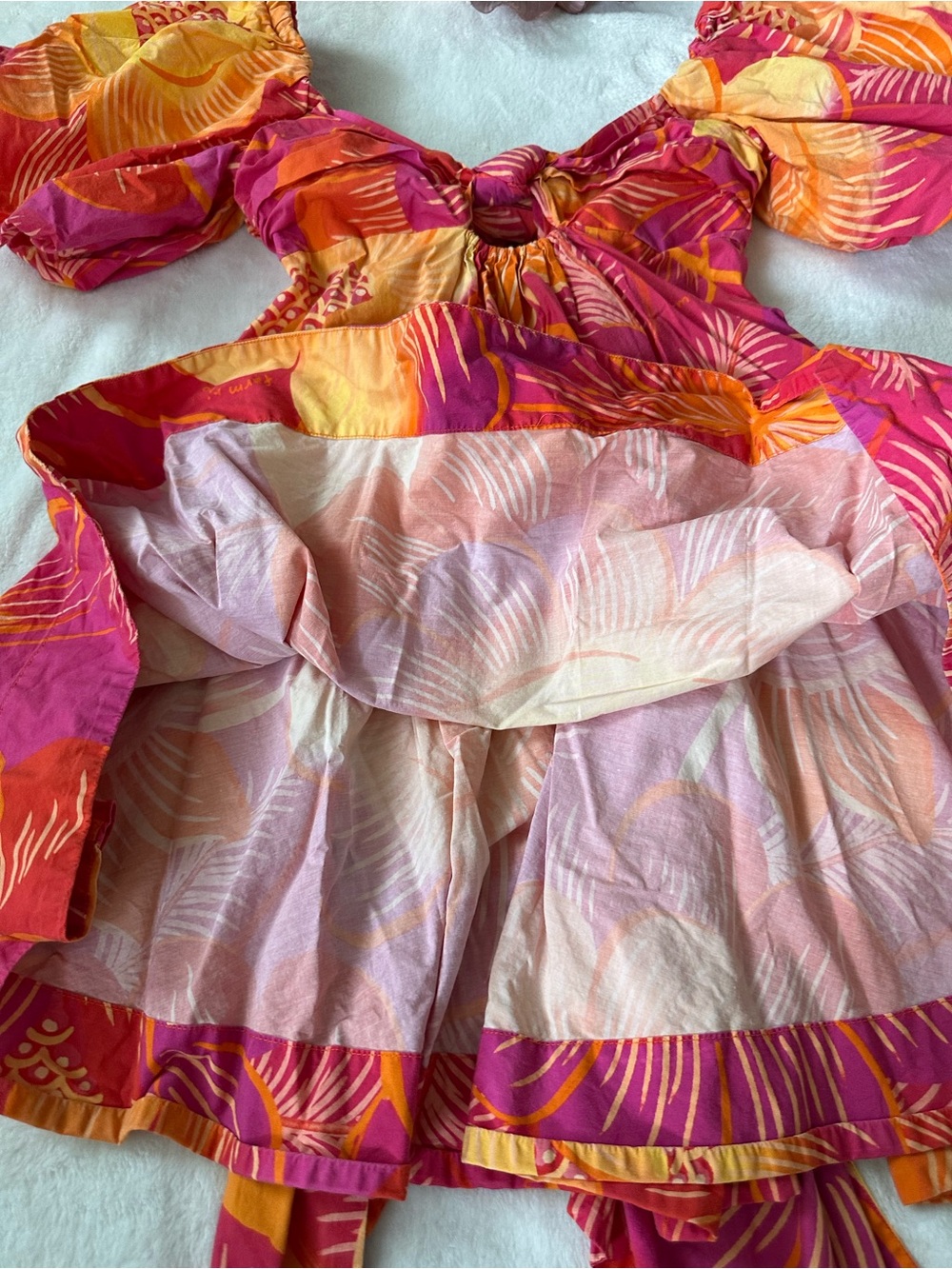 FARM RIO Summer Garden Bow Mini Dress S - Picture 5 of 13